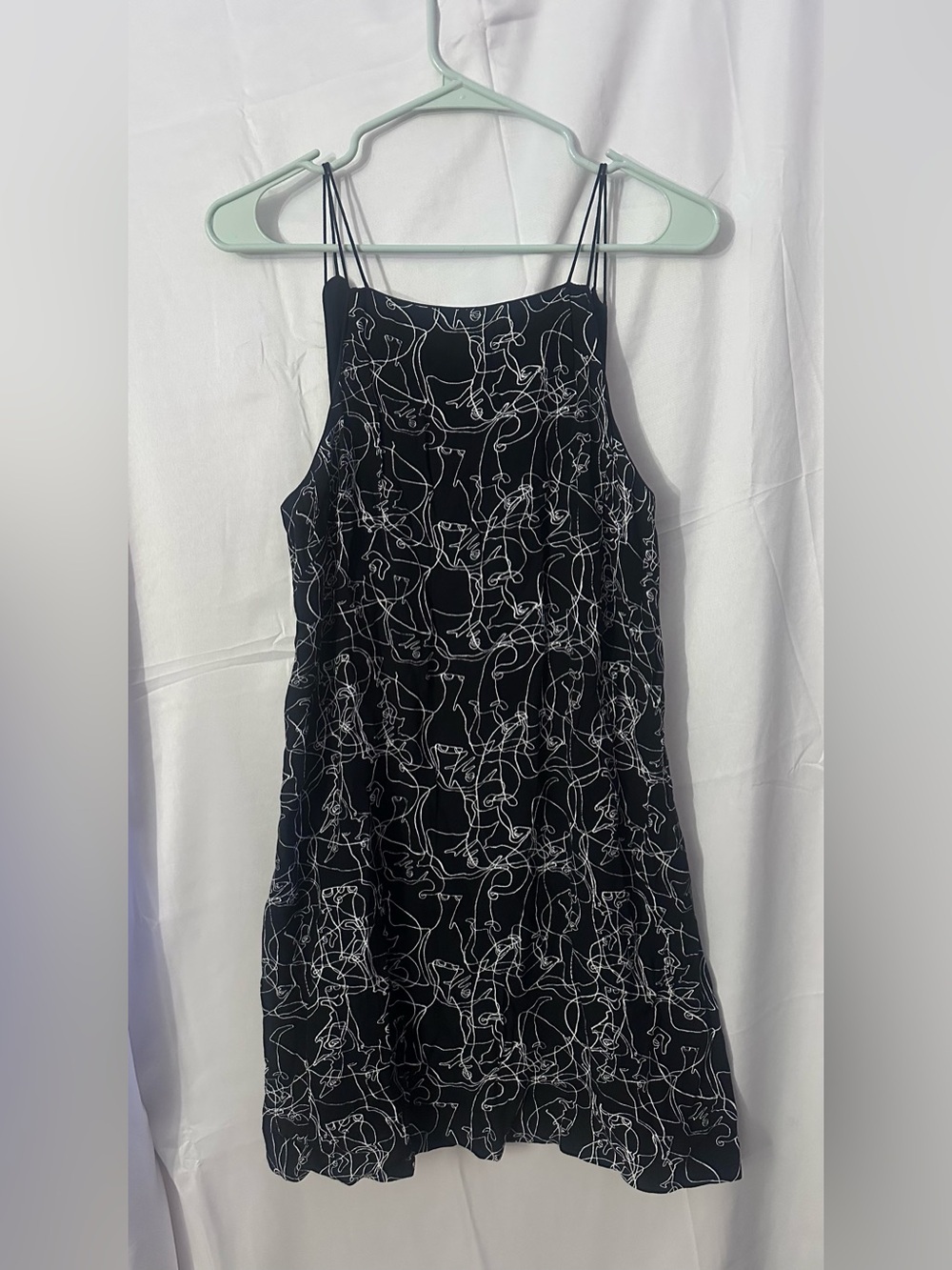 silence + noise Black mini Dress with White Line Abstract